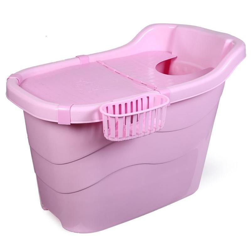 浴桶洗澡桶加厚泡澡桶盆儿童超大号家用带盖缸塑料沐浴盆_4 1米长成人经济款粉红色