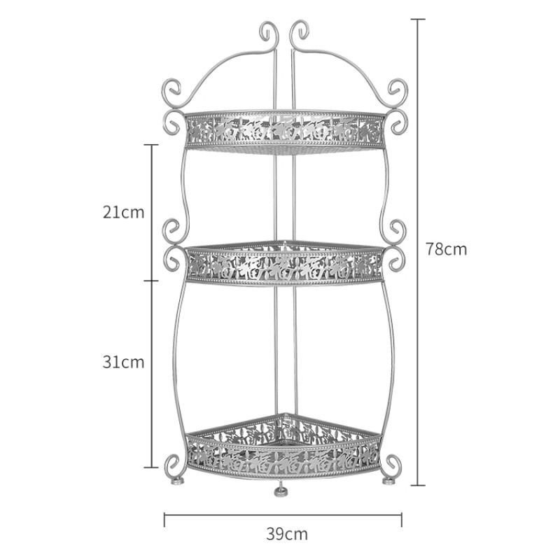 厨房置物架3层三角架转角架调料架收纳架落地调味用品墙上壁挂架福字置物架（三层）非壁挂23* 福字置物架（三层）非壁挂23*23*78cm
