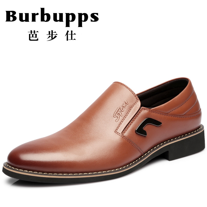 法国Burbupps芭步仕男鞋软面皮尖头不系带欧美百搭休闲男真皮正品套脚商务皮鞋BS321 黄色 45码