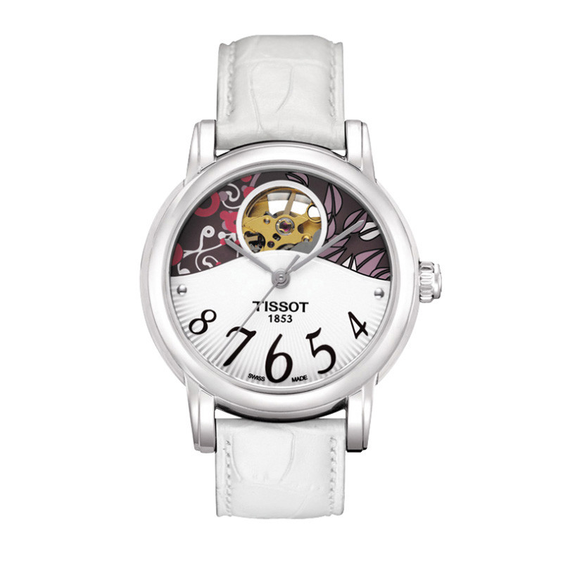 天梭(TISSOT)手表 心媛系列钢带机械女表 时尚优雅女士皮带手表T050.207.36.017.00 T050.207.16.037.00
