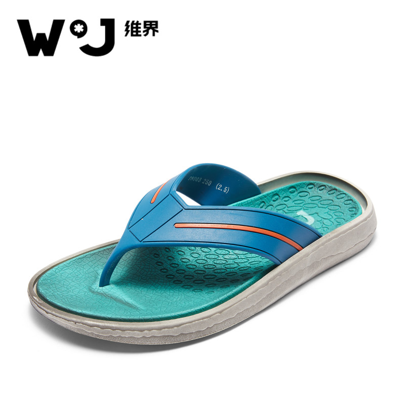 维界维界2018夏季新款男士人字拖夏季潮流外穿沙滩防滑耐磨时尚拖鞋男 绿色 39