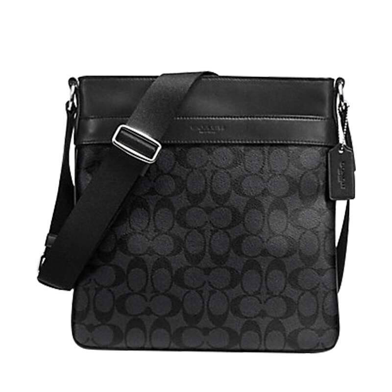 COACH 蔻驰 奢侈品 男士黑灰色单肩斜挎包 F54781CQBK