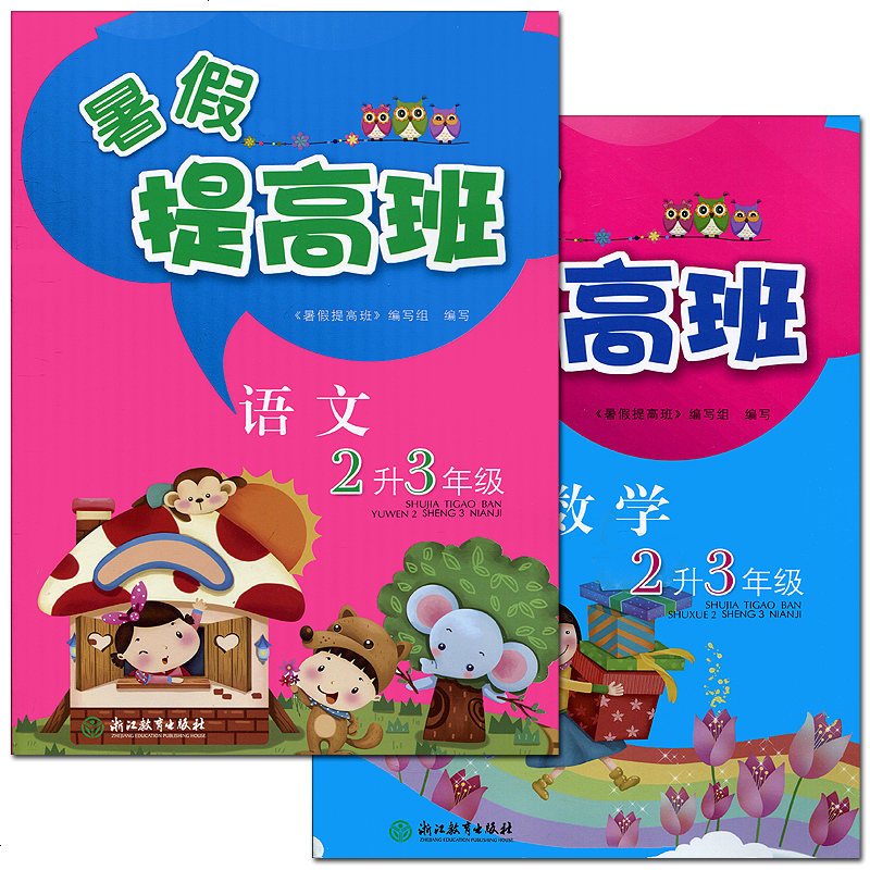新版现货 2017暑假提高班2升3年级语文数学二年级升三年级暑假假期作业共两册 小学生课后