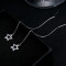 韩国S925银耳环气质简约五角星镶钻珍珠耳线长款防过敏纯银耳钉 银耳针不易过敏