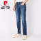 皮尔卡丹（pierre cardin）0800-203811 2018春夏新品男装直筒微弹磨白水洗牛仔裤 33(2尺6) 蓝色