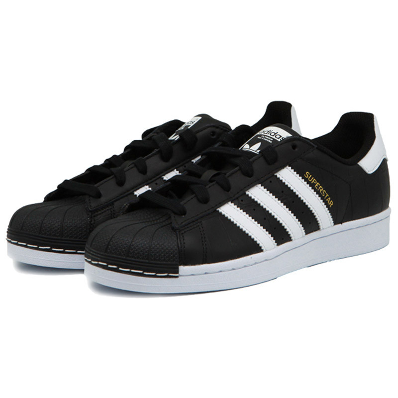 adidas阿迪达斯三叶草男子女子板鞋SUPERSTAR贝壳头休闲鞋AC8557.. AC85571号黑色+亮白 42码