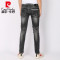 皮尔卡丹（pierre cardin）0800-203813 2018春夏新品男装水洗磨白时尚修身弹力舒适小脚牛仔裤 30(2尺3) 黑色