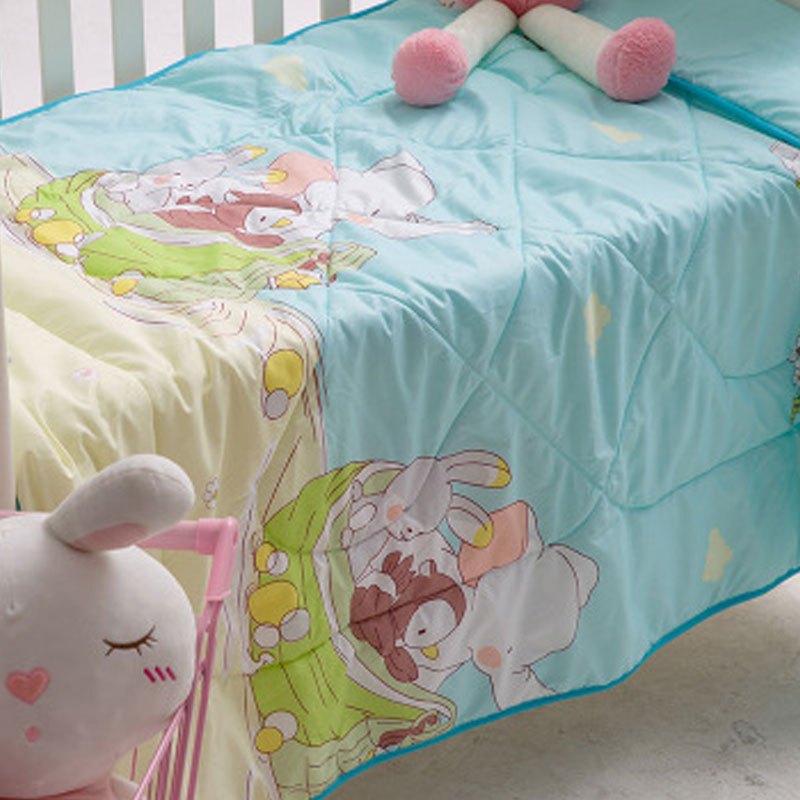 儿童空调被幼儿园午睡夏凉被小猪卡通小被子1.2m夏季120x150可爱清新盖被多色 1.2x1.5夏被+丝绵枕芯+普通枕套 小象