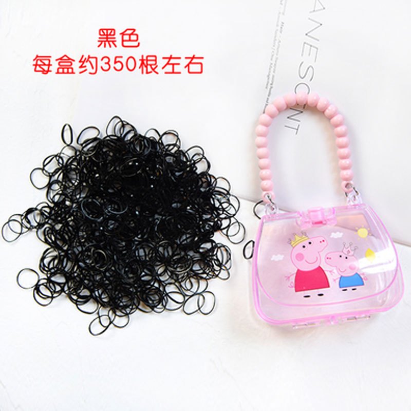 儿童发饰小号宝宝发圈糖果色一次性皮筋女童扎头绳手提盒装小朋友头绳简约小清新婴童头饰 黑色