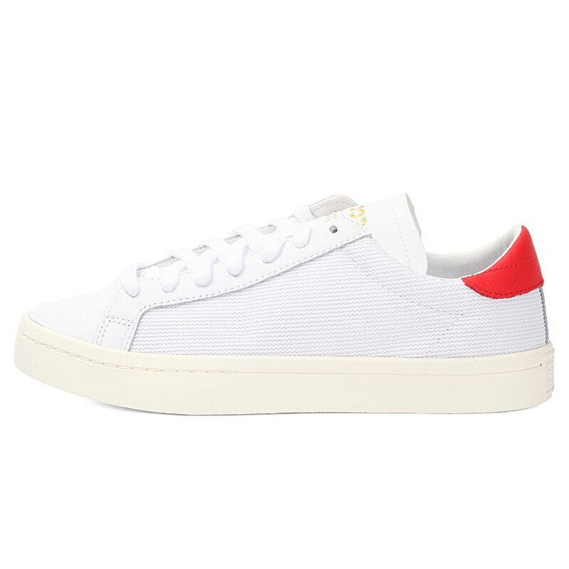 Adidas阿迪达斯三叶草中性新款运动耐磨透气休闲鞋小白鞋情侣款-BZ0428 亮白/红 39