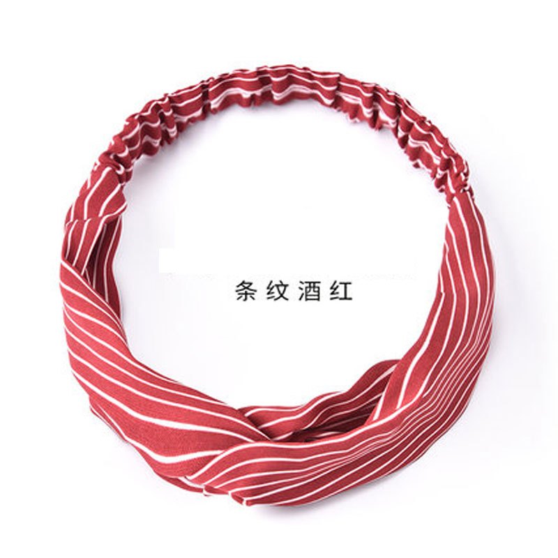 儿童发带发饰韩版宝宝头饰头花女孩雪纺发箍女童发饰幼儿园小朋友头带简约小清新婴童头饰 条纹酒红