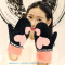 韩版卡通手套女冬可爱加厚毛绒手套冬天保暖包指手套可爱全指手套西瓜红(爱心款)均码 黑色(兔子)