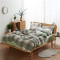 珀金家纺床上四件套水洗棉床单式斜纹印花套件小清新被套四件套床上用品 1.5m床 大格-绿