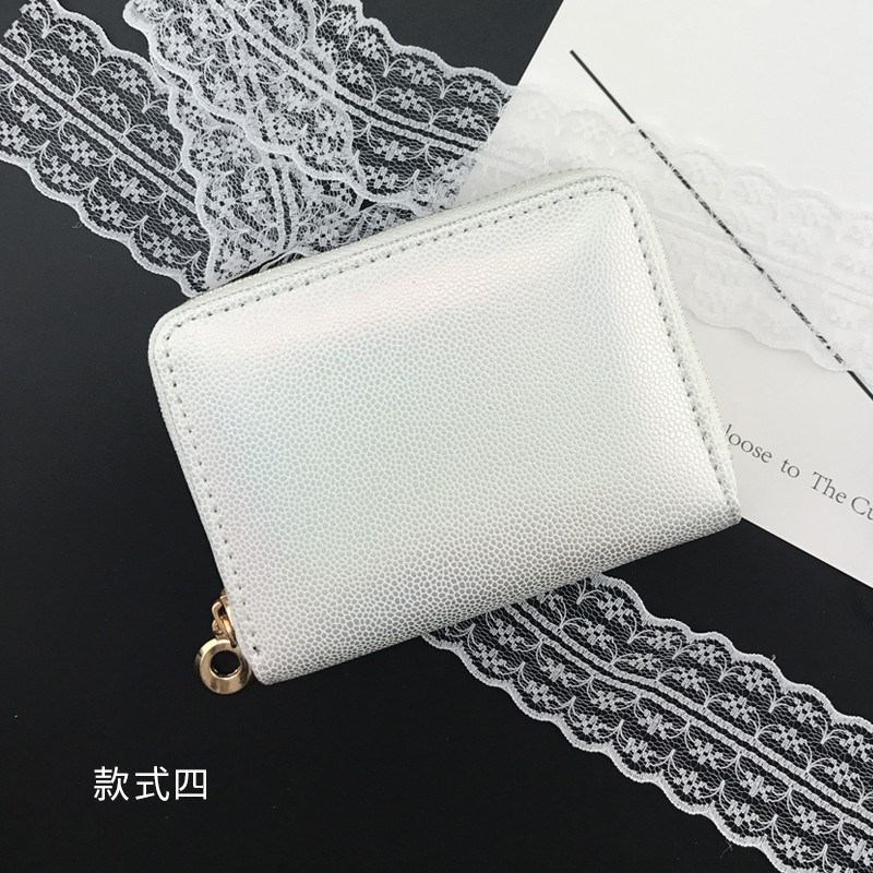 2018新款可爱迷你零钱包零钱袋卡包手包女士钱包短款韩版潮 白色点点短款钱包
