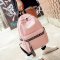 chic书包女学生韩版原宿校园百搭双肩包女帆布初中生高中学生背包_1_9_4 粉色