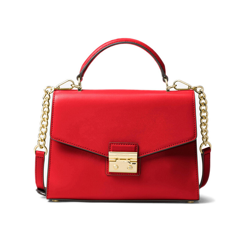 MICHAEL KORS 迈克·科尔斯欧美时尚头层牛皮单肩小号 女斜跨包30F7GSLS2L 黑色 红色