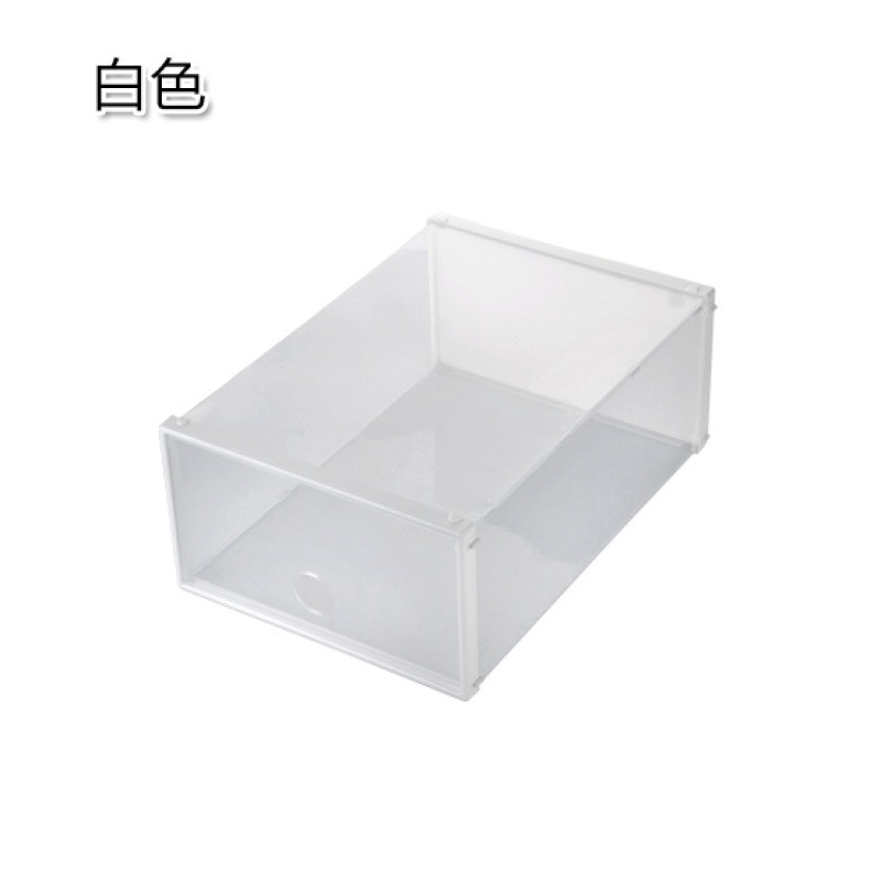 简易可折叠翻盖透明鞋盒男女组合鞋子收纳盒塑料鞋盒防尘鞋盒子 白色