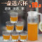 冷水壶玻璃套装家用大容量耐热扎壶凉水壶耐高温水壶凉水杯_6 1八角壶（1.1升）+6大号八角杯