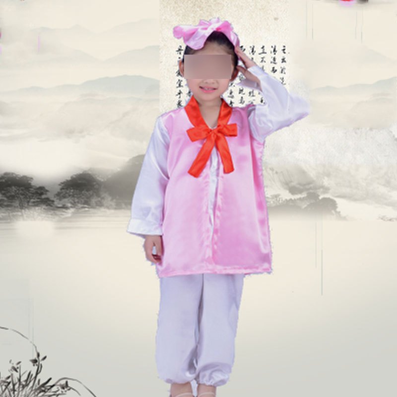 古装六一儿童节孔子汉服国弟子规男表演服女三字经书童演出服装可爱萌趣创意舞台演出服套装 160cm 粉领结