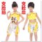 儿童京剧舞蹈戏曲脸谱说唱男女童幼儿园小朋友表演六一节演出服装通用套装简约婴童套装 150建议身高135-145cm 黄色