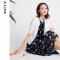 Aline/阿莱2018夏季新款时尚百搭薄款针织衫 白底黑边五分袖外套 AHZ2089 XL 白色
