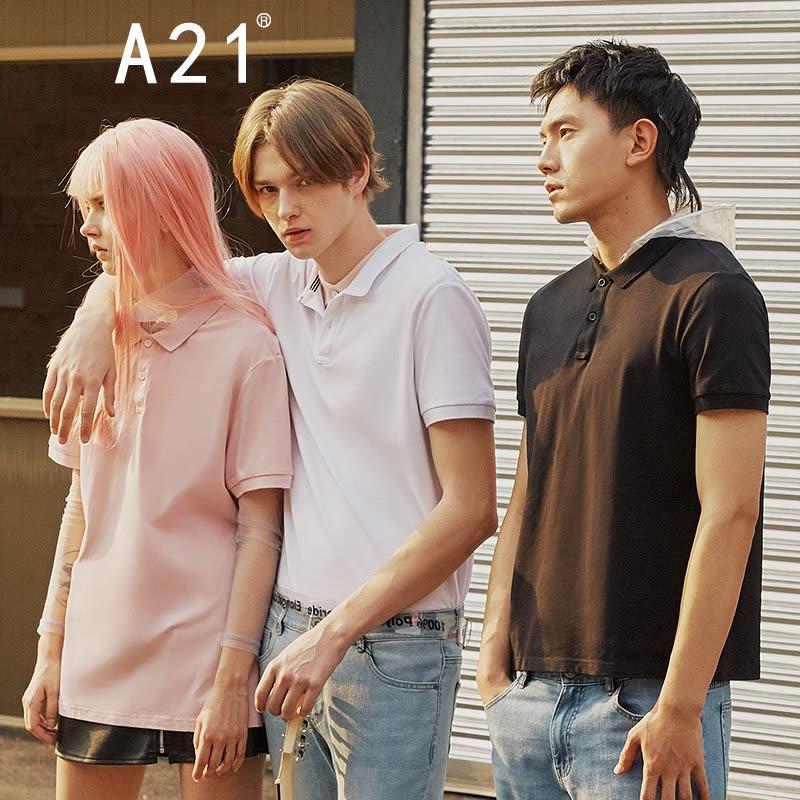 A21以纯线上品牌2018夏季新品男装翻领POLO衫男修身短袖男4821332002_1 175/88A/L 黑色