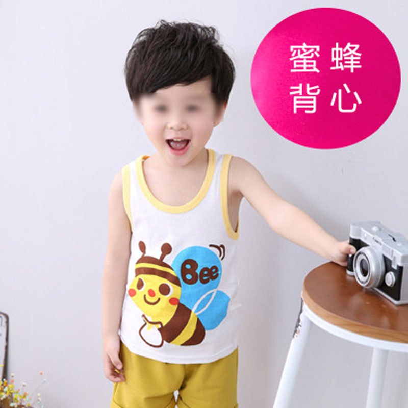 春夏季儿童背心婴幼儿男童女童吊带背心打底卡通无袖宝宝背心卡通可爱夏季男女宝宝薄款背心 120(120码适合110-120身高) 小蜜蜂