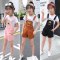 女童背带裤中大童夏季吊带裤韩版儿童夏季短裤小女孩套装简约小清新婴童套装小朋友都啊不休上衣背带裤套装 170码【建议身高160cm】 焦糖色-单背带裤