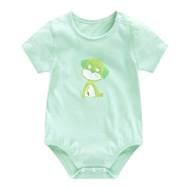 初生婴幼儿衣服装夏季连体衣女宝宝三角爬服男包屁衣短袖哈哈衣通用简约小清新儿童家居服 66码（身高63-69CM，3-6个月） A70120绿色