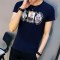 夏装男士圆领半袖衣服韩版短袖t恤男日系白色潮流男装打底衫体恤_648 XXXL D704蓝色