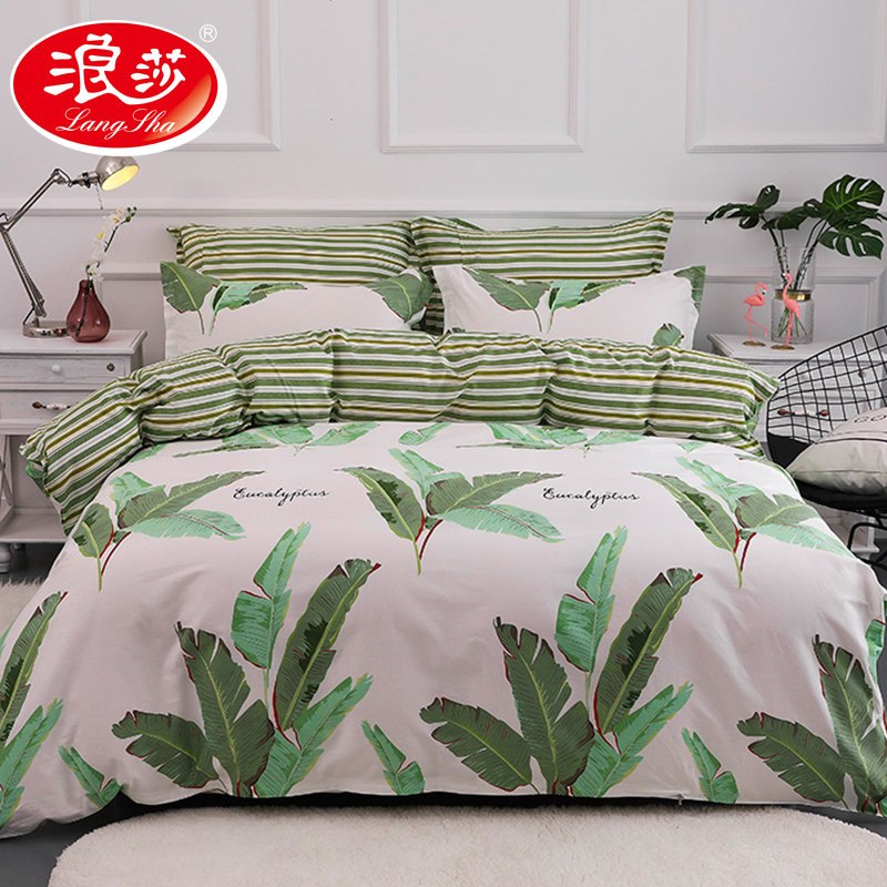 浪莎纯棉四件套全棉床品1.8m2m被套床单套件单双人床上用品_1 1.5--1.8米床通用/被套200*230cm 秘境