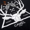 CAMEL 骆驼2018新款骆驼运动T恤情侣款 透气圆领舒适印花短袖男 休闲上衣女夏 M J8S1V6181，黑-1，女款