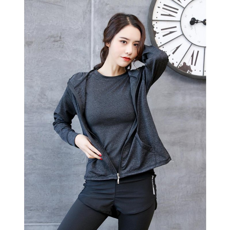 BA2防震运动文胸女款 瑜伽服四件套健身服套装 XXL 灰色