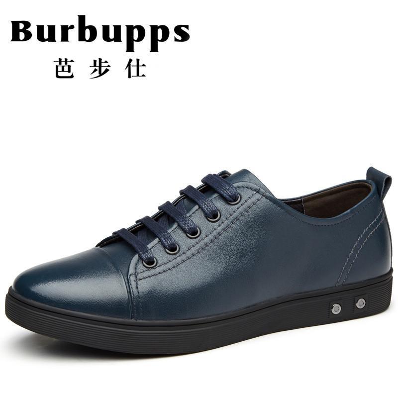法国品牌Burbupps芭步仕2018新款男鞋商务正装皮鞋英伦真皮休闲鞋系带潮鞋单鞋子 棕色 43码