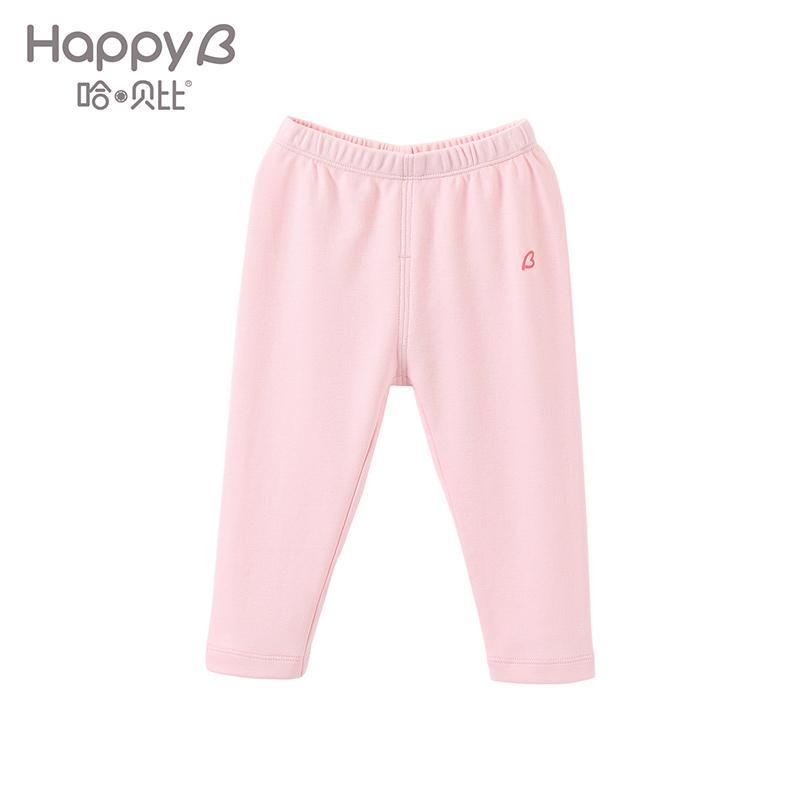 哈贝比（happyB）童装婴儿裤子纯棉男女宝宝春秋打底裤 100(2-3岁) 粉色