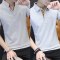 2018新款夏季短袖T恤男韩版修身体恤潮流衬衫领POLO衫半袖上衣服_2 XL 808灰色橙领+378灰色