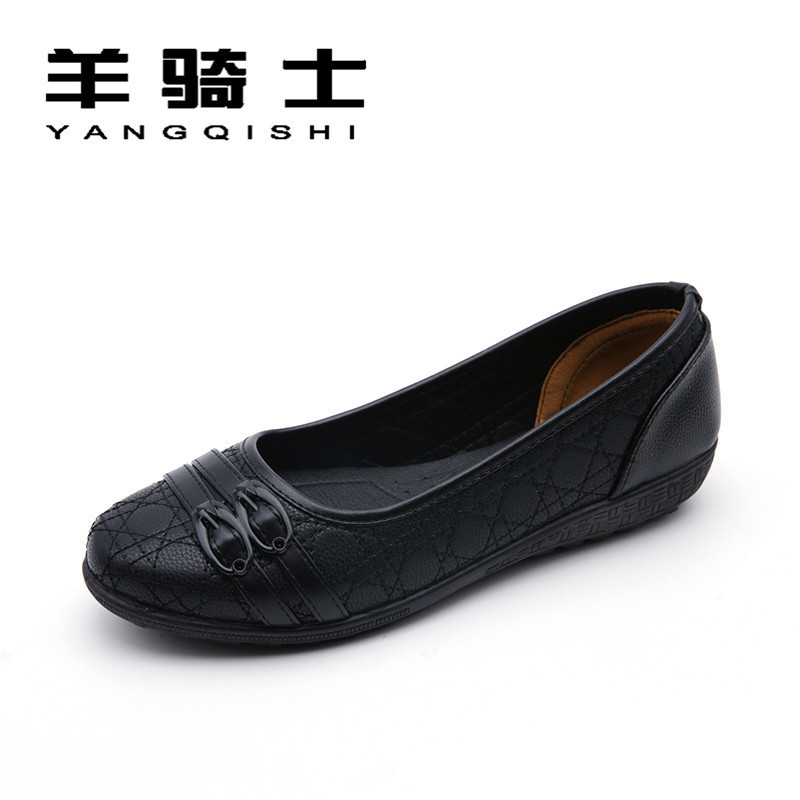 羊骑士2018新款女单鞋蝴蝶结百搭平底鞋女休闲软底妈妈鞋 MM-6273橘色 42码