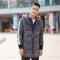 千仞岗秋冬新品羽绒服男中长款连帽加厚三条杠外套男218621 180/2XL 006哥特灰