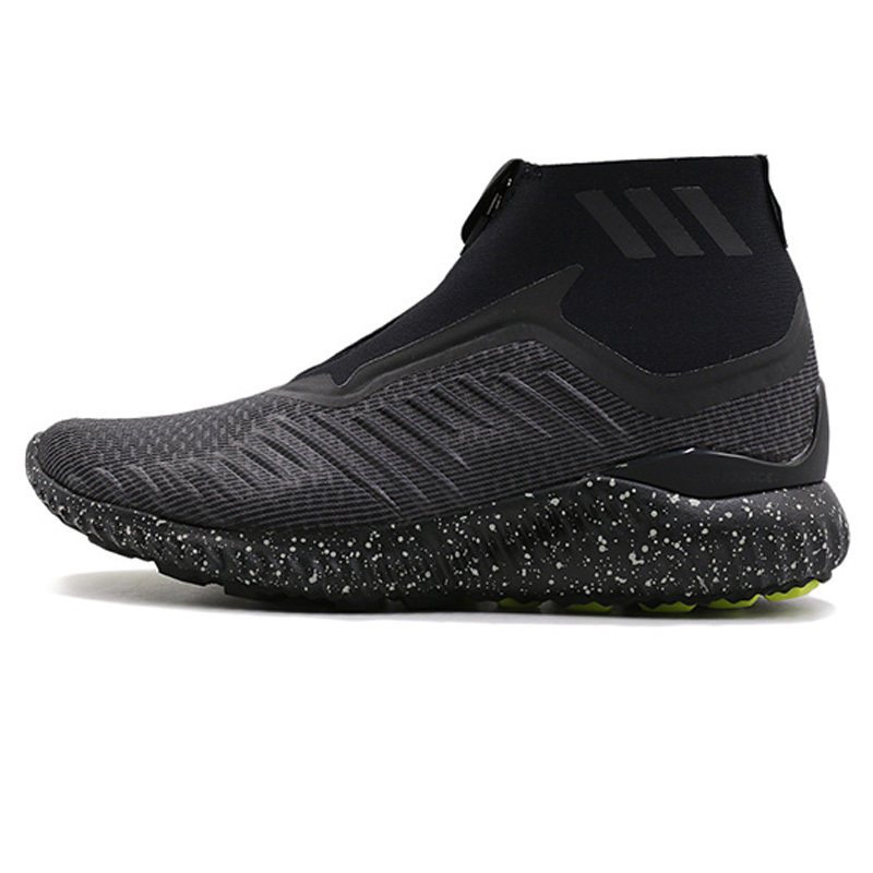 阿迪达斯2017新款女子运动休闲中帮拉链保暖跑步鞋BW0209 石墨黑/1号黑色 38