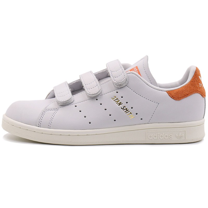 阿迪达斯三叶草2018春季新款女运动休闲魔术贴板鞋CQ2788 晶白/影迹橙 38