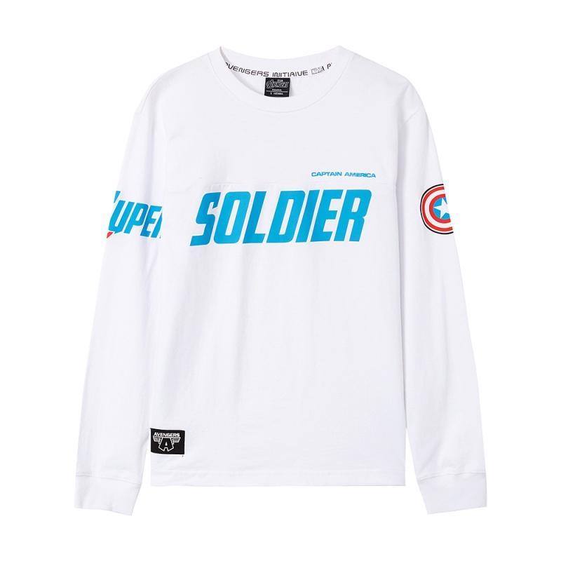 美特斯邦威T恤男2018春装MTEE迪士尼漫威针织长袖衫_1 185/104B/XXL 白蓝组00