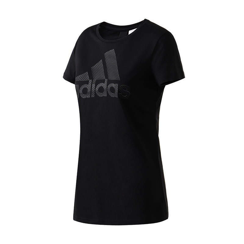 adidas阿迪达斯女子短袖T恤2018新款圆领透气休闲运动服装CV4594.. S CV4594黑