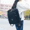 双肩包女韩版潮简约大学生高中学生电脑书包男大容量帆布旅行背包_30 黑色
