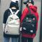 书包女男韩版原宿ulzzang双肩包高中学生校园帆布个性港风潮背包_9 黑色