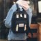 书包女韩版原宿简约高中校园学生小清新防水双肩包ins手提背包_1 纯色黑【小号】