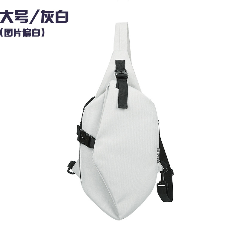 胸包男韩版潮流单肩斜挎小背包女时尚休闲帆布小包包多功能运动包_21 灰白色大号