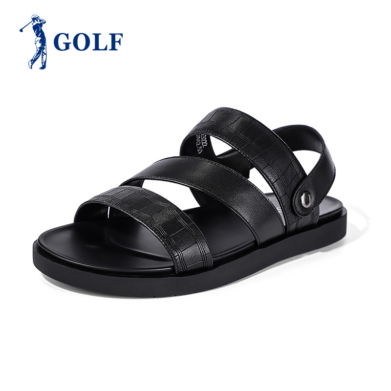 高尔夫GOLF男士凉鞋夏季新款男鞋真皮两用个性沙滩鞋潮透气耐磨休闲鞋子 黑色 43码