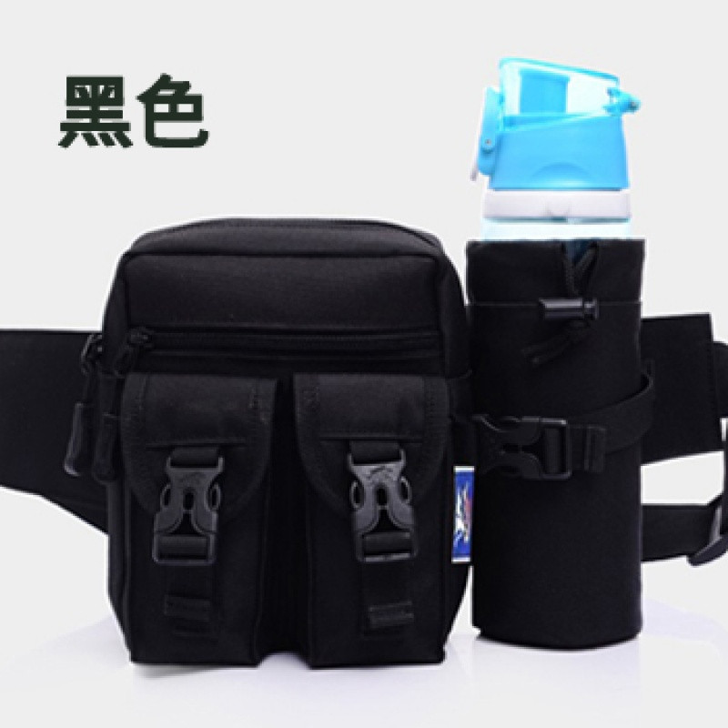 水壶腰包男女户外多功能军迷运动战术腰包骑行登山腰包胸包挂包_7 黑色328#