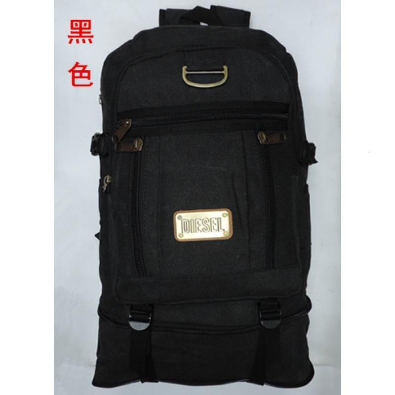 新品帆布双肩背包男女潮款休闲书包大号旅行包时尚户外运动登山包_6 黑色