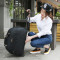 短途旅行包拉杆包手提行李箱包男女旅游旅行袋登机箱包手拖_13 黑英文(拉杆包)